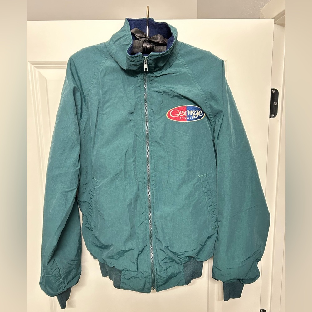 RARE Vintage George Straight Green Windbreaker Jacket Small Country Western 80’s
